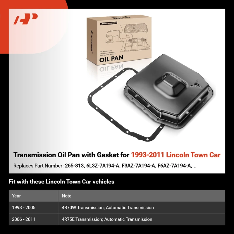 Transmission Oil Pan with Gasket for 1993-2011 Lincoln Town Car