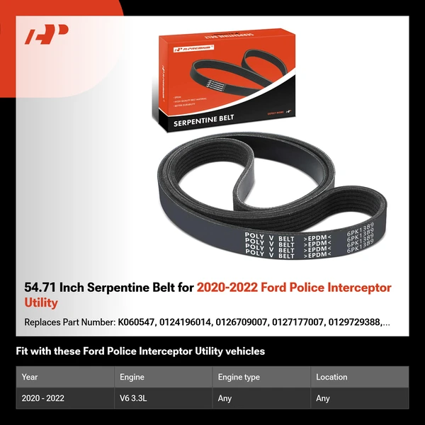 54.71 Inch Serpentine Belt for 2020-2022 Ford Police Interceptor Utility