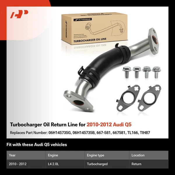 Turbocharger Oil Return Line for 2010-2012 Audi Q5