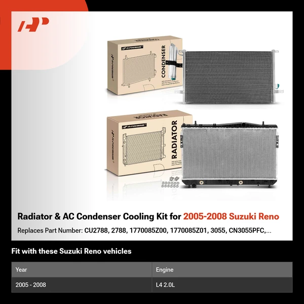 Radiator & AC Condenser Cooling Kit for 2005-2008 Suzuki Reno