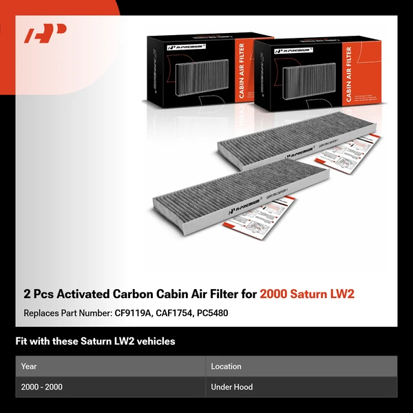 2 Pcs Activated Carbon Cabin Air Filter for 2000 Saturn LW2
