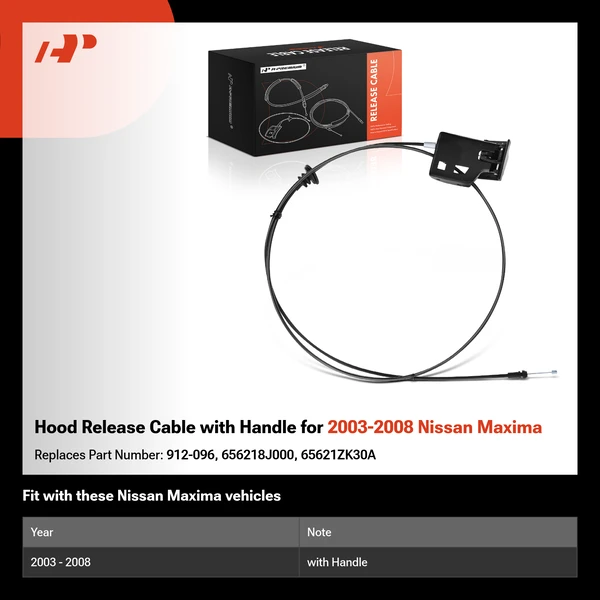 Hood Release Cable with Handle for 2003-2008 Nissan Maxima