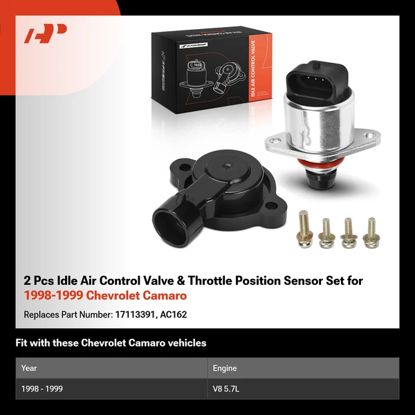 2 Pcs Idle Air Control Valve & Throttle Position Sensor Set for 1998-1999 Chevrolet Camaro