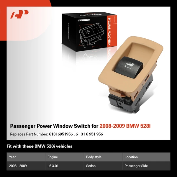 Passenger Power Window Switch for 2008-2009 BMW 528i