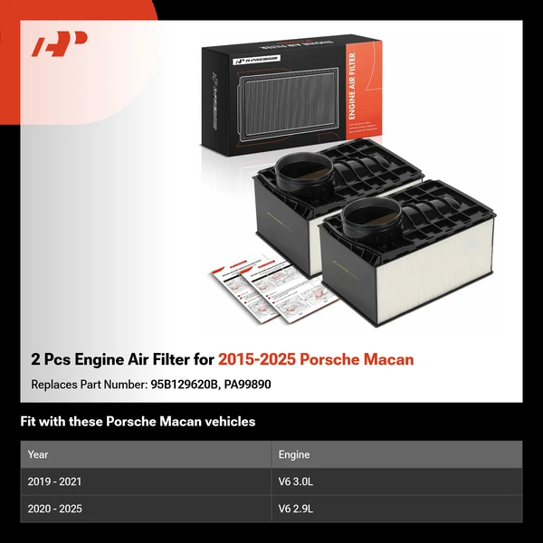 2 Pcs Engine Air Filter for 2015-2025 Porsche Macan