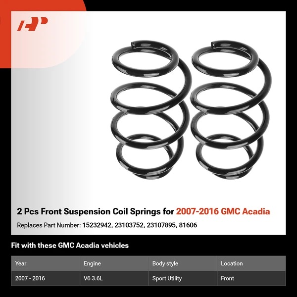 2 Pcs Front Suspension Coil Springs for 2007-2016 GMC Acadia
