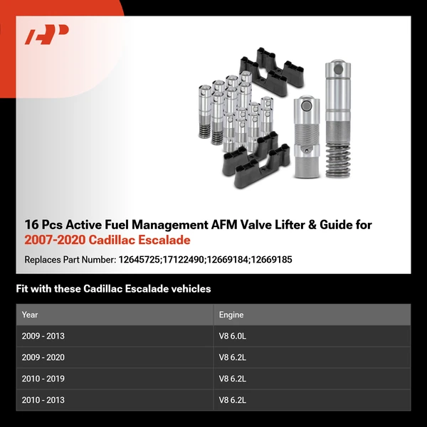 16 Pcs Active Fuel Management AFM Valve Lifter & Guide for 2007-2020 Cadillac Escalade