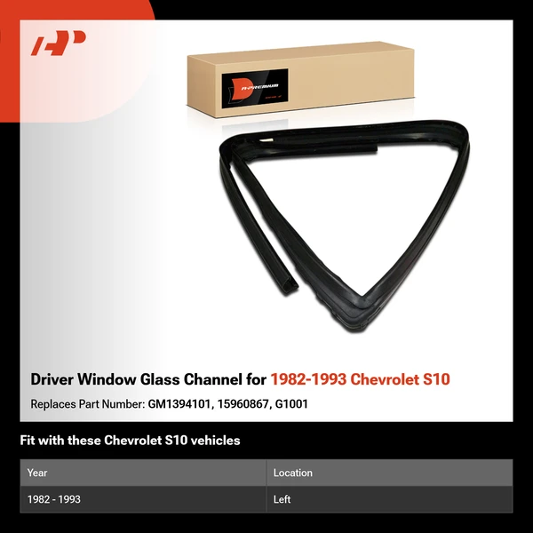 Driver Window Glass Channel for 1982-1993 Chevrolet S10