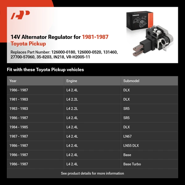 14V Alternator Regulator for 1981-1987 Toyota Pickup