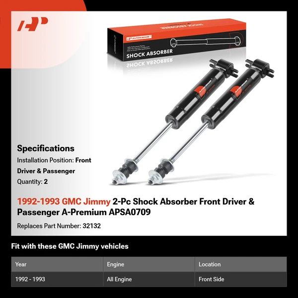 1992-1993 GMC Jimmy 2-Pc Shock Absorber Front Driver & Passenger A-Premium APSA0709