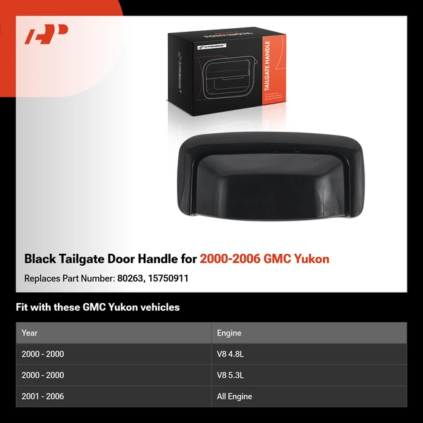 Black Tailgate Door Handle for 2000-2006 GMC Yukon