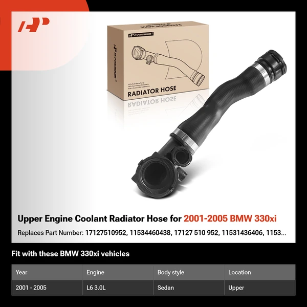 Upper Engine Coolant Radiator Hose for 2001-2005 BMW 330xi