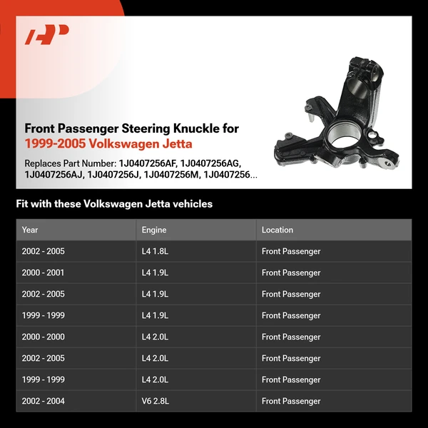 Front Passenger Steering Knuckle for 1999-2005 Volkswagen Jetta