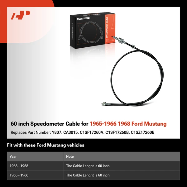 60 inch Speedometer Cable for 1965-1966 1968 Ford Mustang