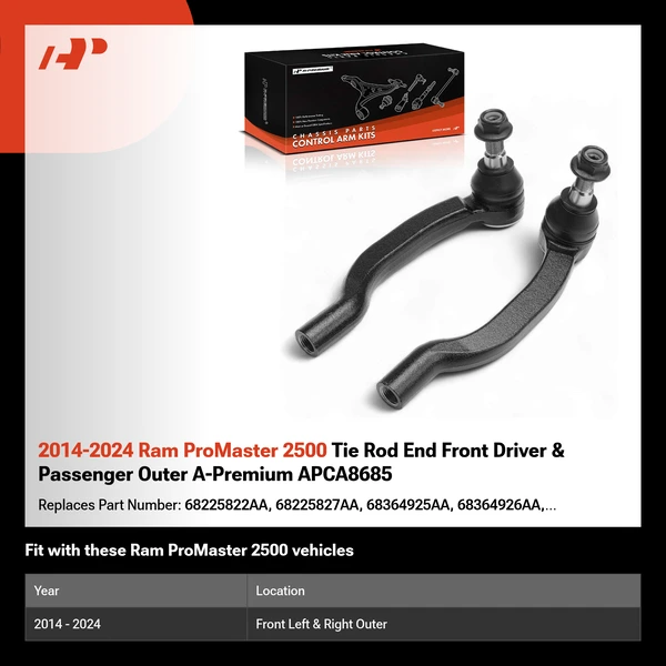 2014-2024 Ram ProMaster 2500 Tie Rod End Front Driver & Passenger Outer A-Premium APCA8685