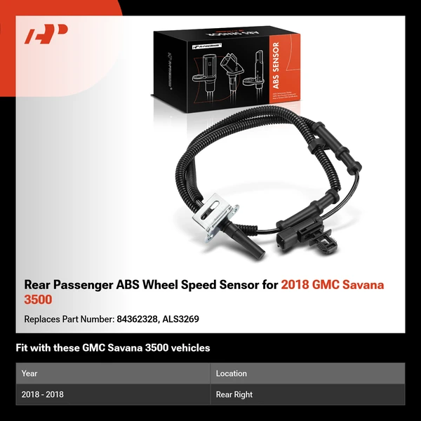Rear Passenger ABS Wheel Speed Sensor for 2018 GMC Savana 3500