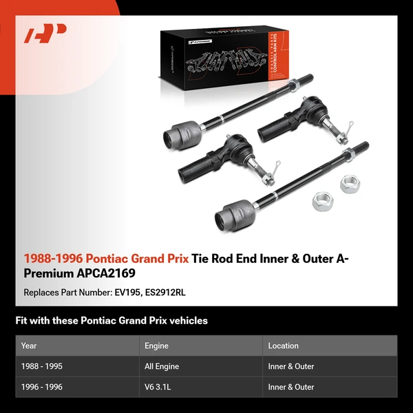 1988-1996 Pontiac Grand Prix Tie Rod End Inner & Outer A-Premium APCA2169