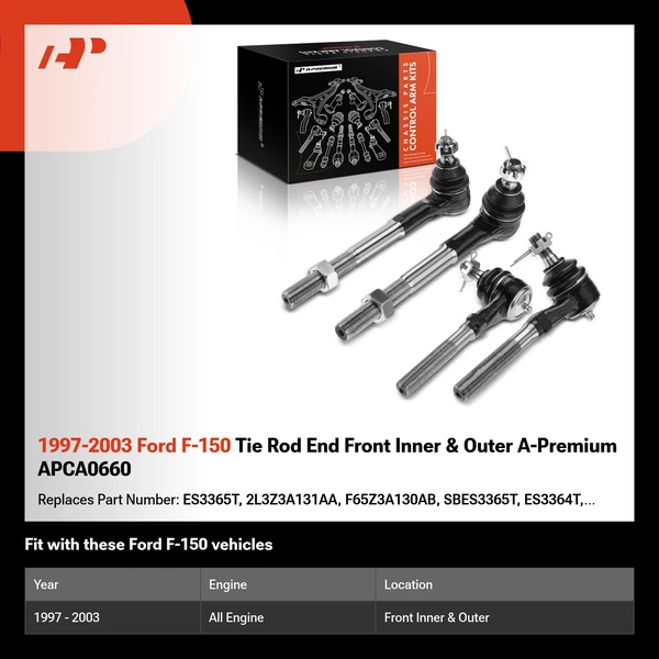 1997-2003 Ford F-150 Tie Rod End Front Inner & Outer A-Premium APCA0660
