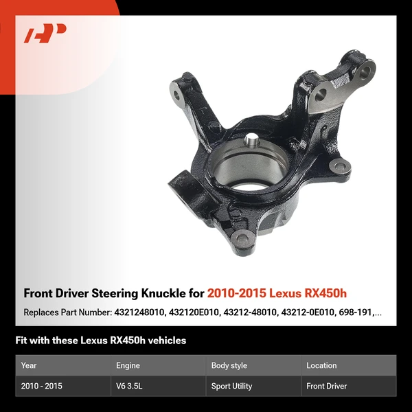 Front Driver Steering Knuckle for 2010-2015 Lexus RX450h