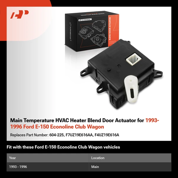 Main Temperature HVAC Heater Blend Door Actuator for 1993-1996 Ford E-150 Econoline Club Wagon