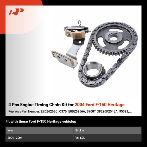 4 Pcs Engine Timing Chain Kit for 2004 Ford F-150 Heritage