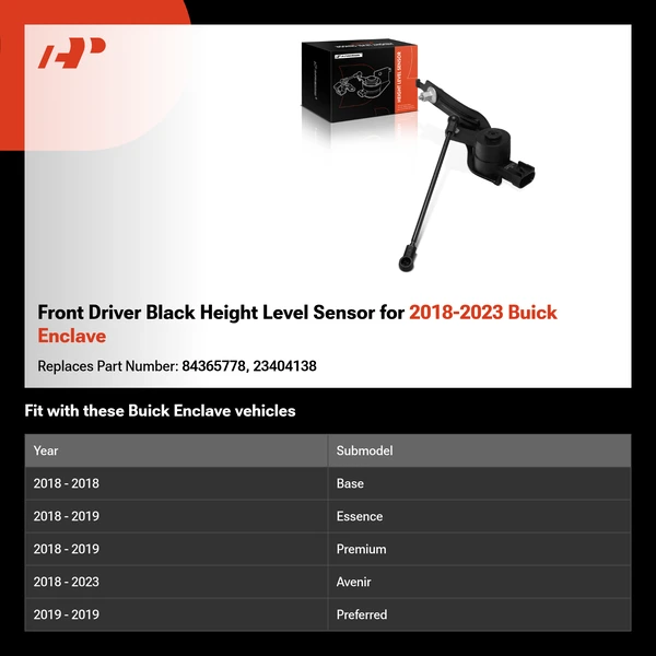 Front Driver Black Height Level Sensor for 2018-2023 Buick Enclave