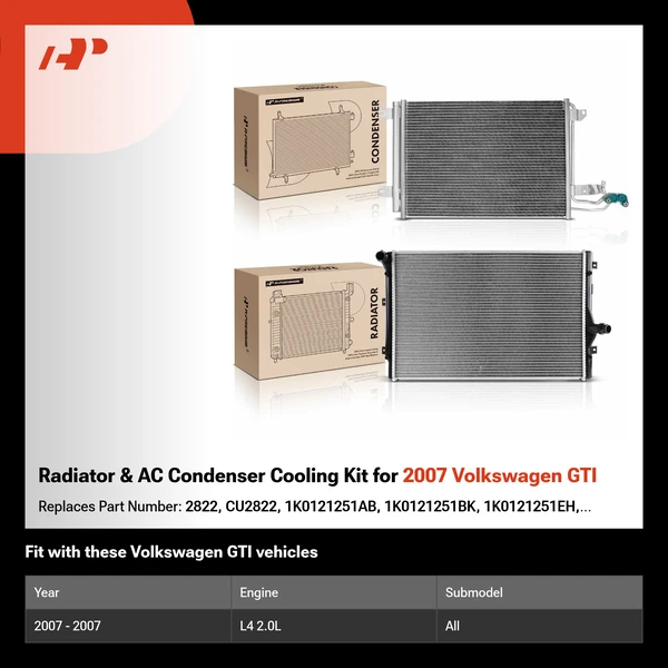 Radiator & AC Condenser Cooling Kit for 2007 Volkswagen GTI