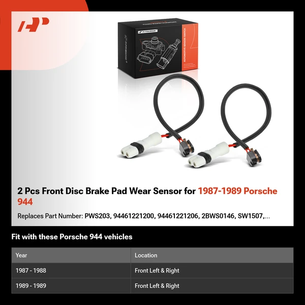 2 Pcs Front Disc Brake Pad Wear Sensor for 1987-1989 Porsche 944