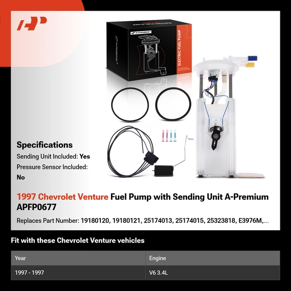 1997 Chevrolet Venture Fuel Pump with Sending Unit A-Premium APFP0677