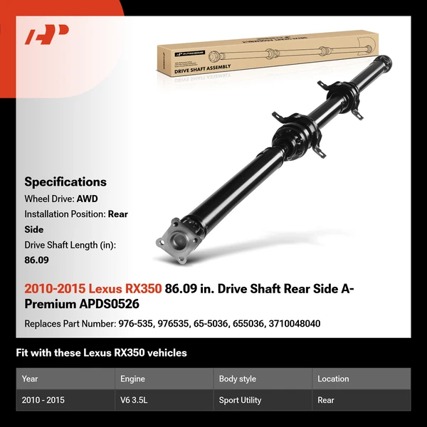 2010-2015 Lexus RX350 86.09 in. Drive Shaft Rear Side A-Premium APDS0526