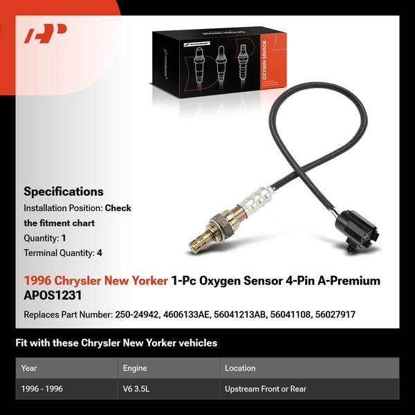 1996 Chrysler New Yorker 1-Pc Oxygen Sensor 4-Pin A-Premium APOS1231
