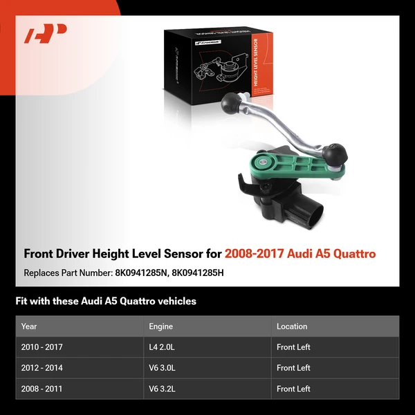 Front Driver Height Level Sensor for 2008-2017 Audi A5 Quattro