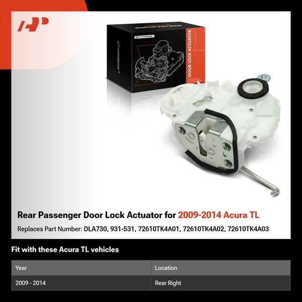 Rear Passenger Door Lock Actuator for 2009-2014 Acura TL