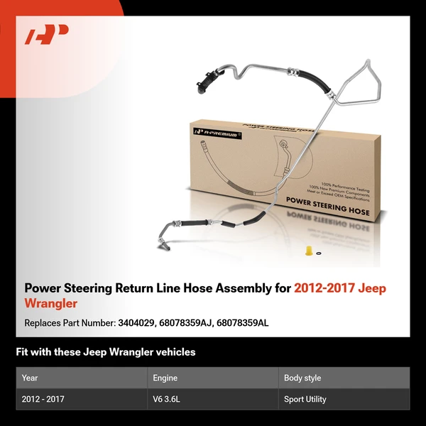Power Steering Return Line Hose Assembly for 2012-2017 Jeep Wrangler