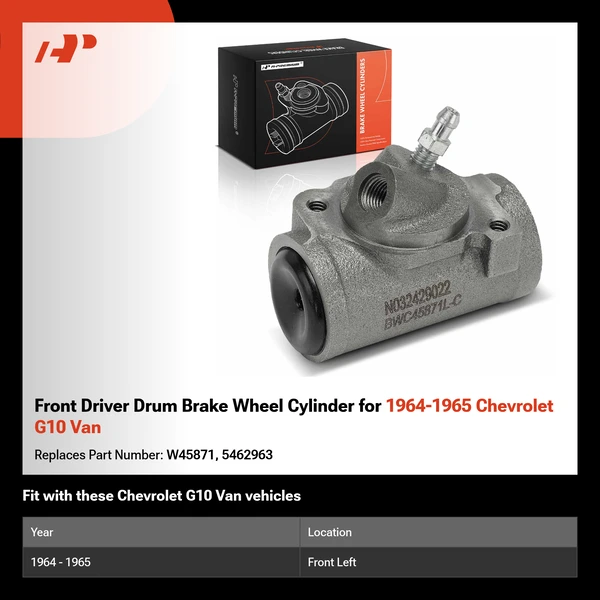 Front Driver Drum Brake Wheel Cylinder for 1964-1965 Chevrolet G10 Van