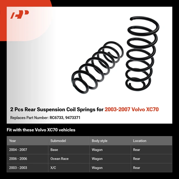 2 Pcs Rear Suspension Coil Springs for 2003-2007 Volvo XC70