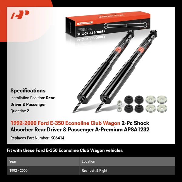 1992-2000 Ford E-350 Econoline Club Wagon 2-Pc Shock Absorber Rear Driver & Passenger A-Premium APSA1232