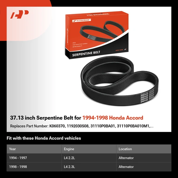 37.13 inch Serpentine Belt for 1994-1998 Honda Accord