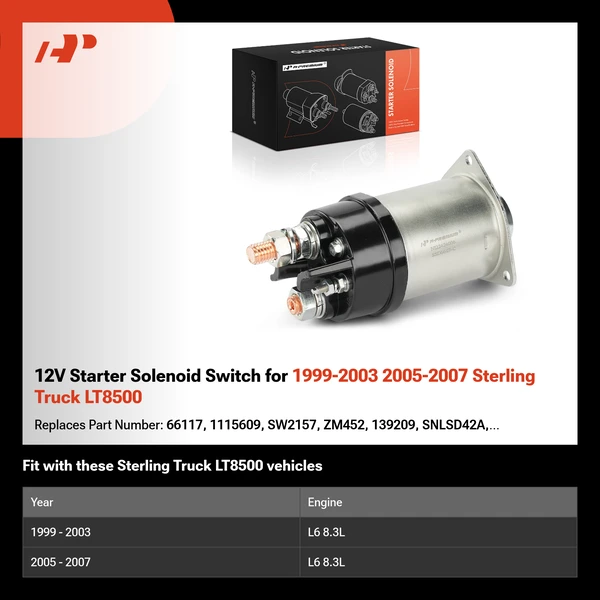 12V Starter Solenoid Switch for 1999-2003 2005-2007 Sterling Truck LT8500