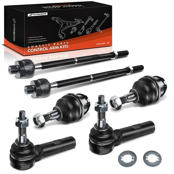 A Set of 6 Ball Joint and Tie Rod End Kit Front, Inner & Outer A-Premium APCA1459