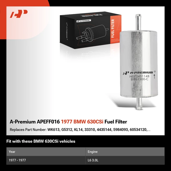 A-Premium APEFF016 1977 BMW 630CSi Fuel Filter