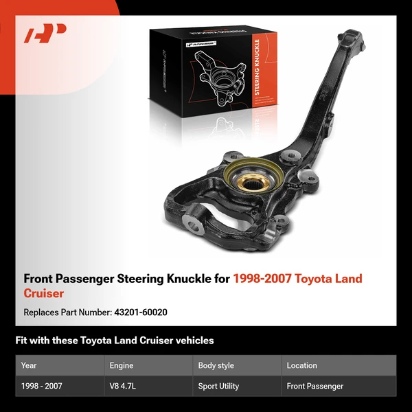 Front Passenger Steering Knuckle for 1998-2007 Toyota Land Cruiser