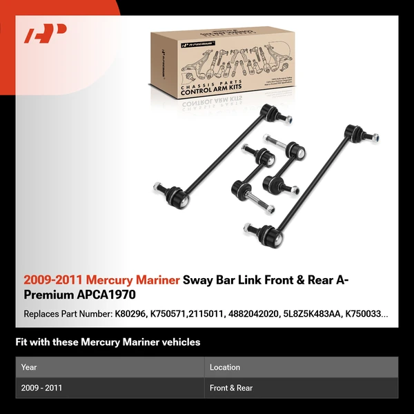 2009-2011 Mercury Mariner Sway Bar Link Front & Rear A-Premium APCA1970