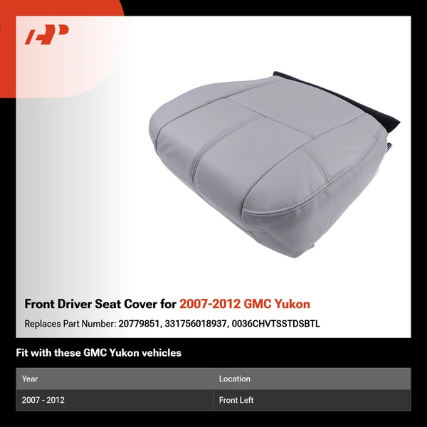 Front Driver Seat Cover for 2007-2012 GMC Yukon