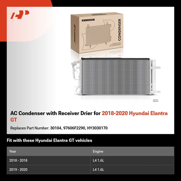 AC Condenser with Receiver Drier for 2018-2020 Hyundai Elantra GT