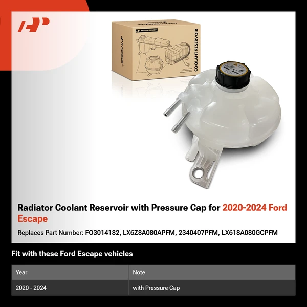 Radiator Coolant Reservoir with Pressure Cap for 2020-2024 Ford Escape