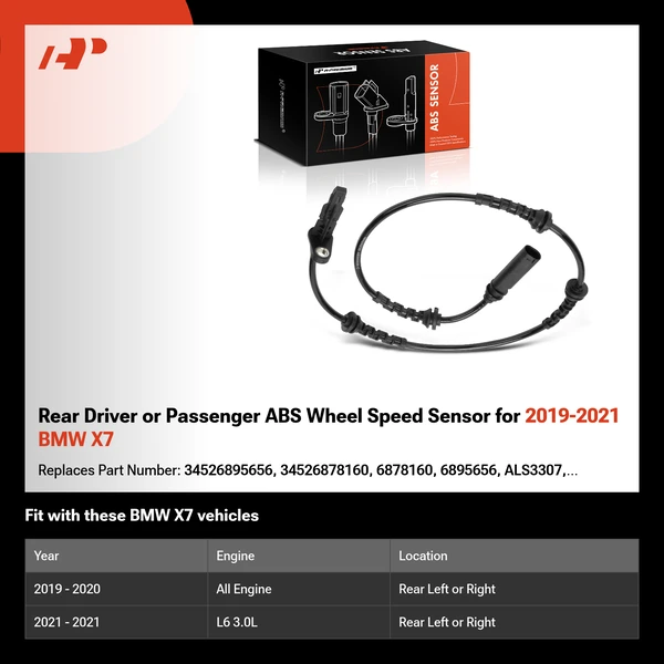 Rear Driver or Passenger ABS Wheel Speed Sensor for 2019-2021 BMW X7