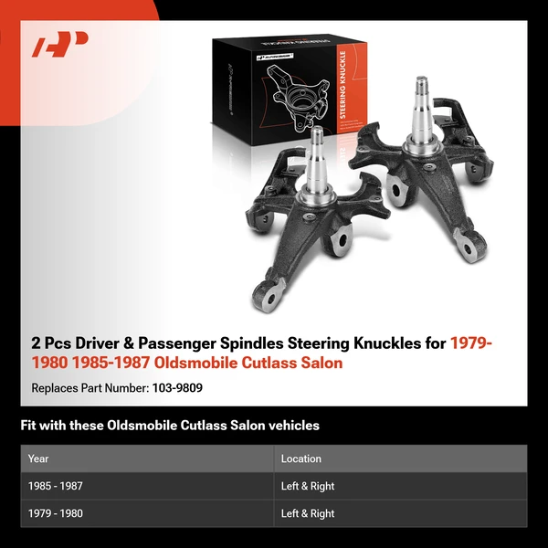 2 Pcs Driver & Passenger Spindles Steering Knuckles for 1979-1980 1985-1987 Oldsmobile Cutlass Salon