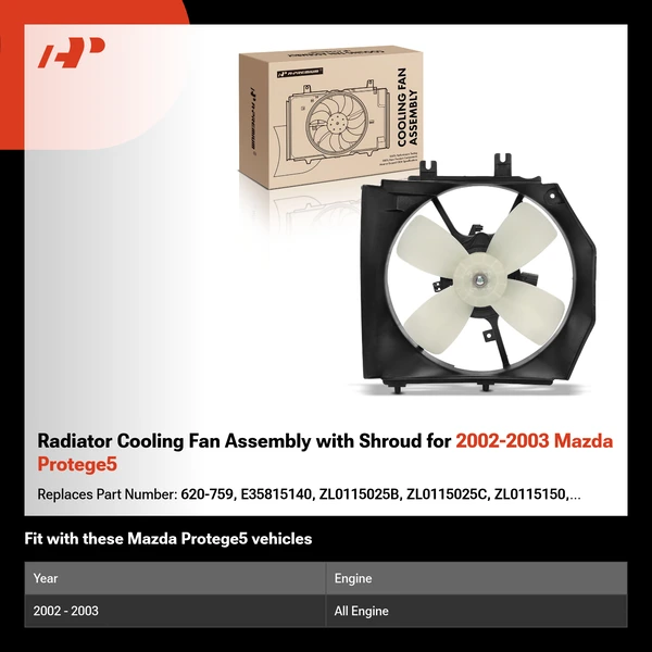 Radiator Cooling Fan Assembly with Shroud for 2002-2003 Mazda Protege5