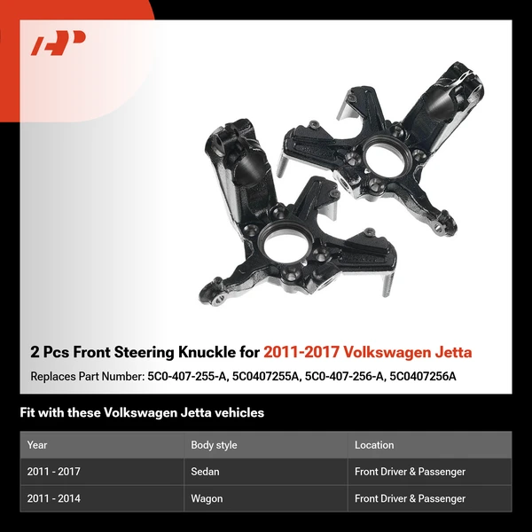 2 Pcs Front Steering Knuckle for 2011-2017 Volkswagen Jetta